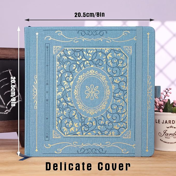 TIEFOSSI Dotted Journal Notebook, Dot Grid Notebook for Women Men, Hardcover PU Leather Journal, 160 GSM Thick Paper, 160 Numbered Pages with Gold Edges, 8 x 8 Square Diary - Bloomnest