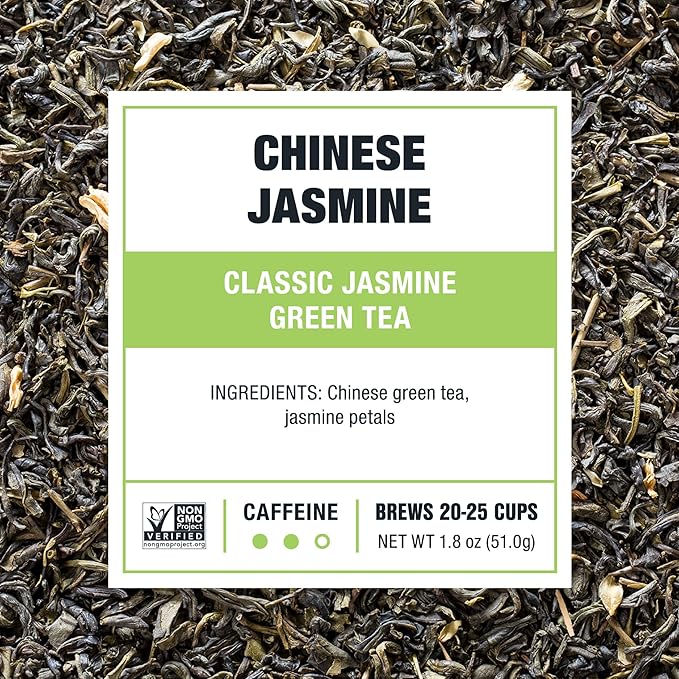 Tiesta Tea - Chinese Jasmine, Loose Leaf, Classic Jasmine Green Tea, Premium Blend, Medium Caffeinated Green Blend, Make Hot or Iced & Brews Up to 25 Cups, 1.8 Ounce Resealable Pouch - Bloomnest