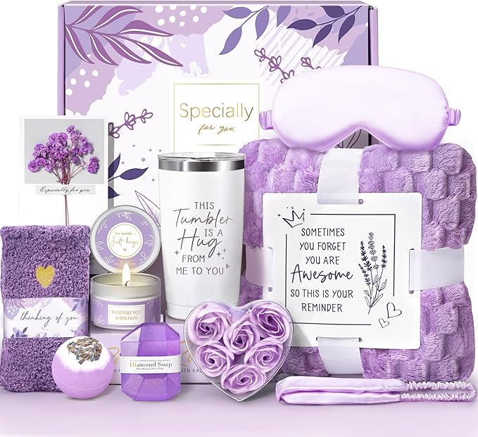 Gifts for Women, Self Care Gifts for Women, Lavender Relaxing Spa Gifts Basket Care Package for Christmas, Mother's Day, Birthday Gifts for Mom, Wife, Girlfriend, Sister, Her