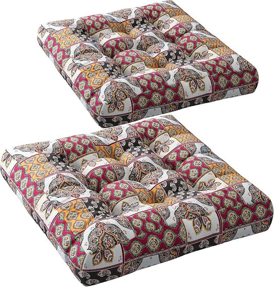 Codi Meditation Floor Cushions Set of 2, Large Pillow Sitting for Adults and Kids, Bohemian Seats for Reading Yoga Living Room Tatami, Memory Foam Added, 22x22 Inch, Paisley Boho - Bloomnest