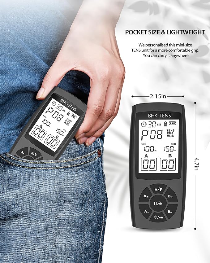 TENS Unit Muscle Stimulator for Pain Relief Therapy, 22 Modes EMS TENS Machine, Electronic Muscle Relaxer for Shoulder Pain Relief, Back Pain, Shoulder Neck Pain Relief BHKTENS