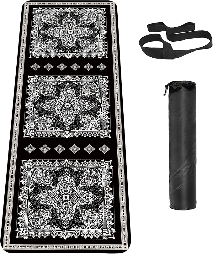 Non Slip Yoga Mat TPE Workout Mat for Men Women, Thick Workout Mat with Carrying Strap, Fitness Mats for Exercise, Yoga, Fitness, Pilates, Floor Workouts (72" x 24" x 6mm) - Bloomnest
