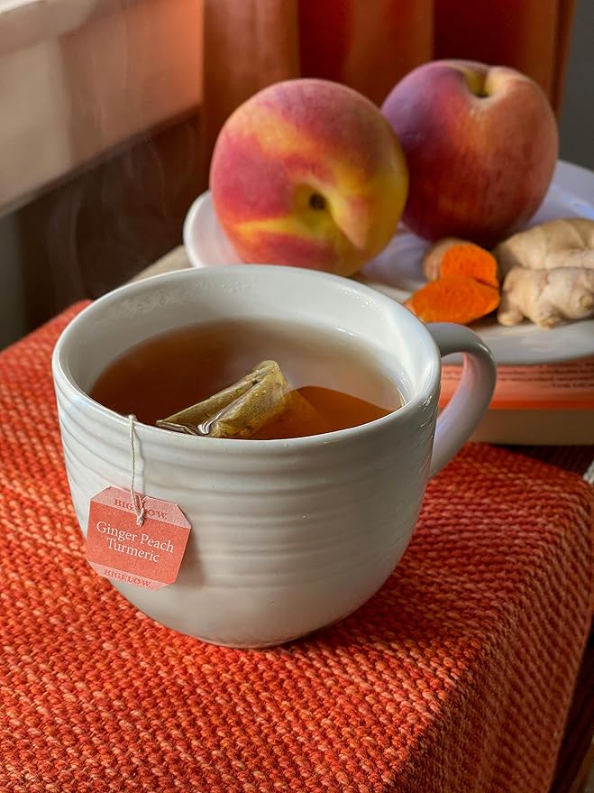 Bigelow Tea Ginger Peach Turmeric Herbal Tea, Caffeine Free Tea with Ginger and Peach, 18 Count Box (Pack of 6), 108 Total Tea Bags - Bloomnest