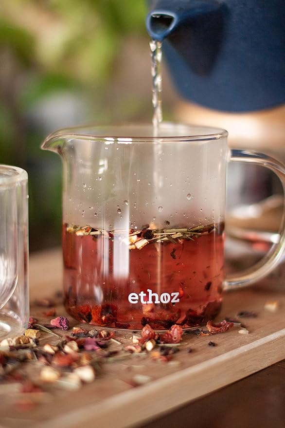 ethoz® Glass Tea Brewer – Premium Loose-Leaf Infuser, Borosilicate Chamber, Stainless Steel Strainer, 14 fl.oz. / 400 mL, Minimalist Design, Sustainable & Easy to Clean - Bloomnest
