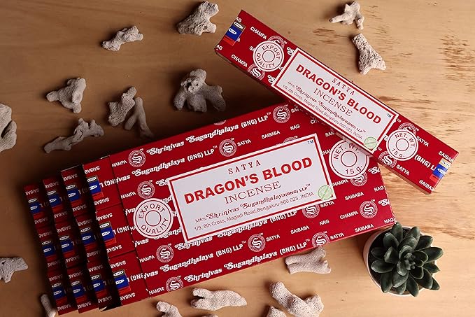 EARTH Satya Dragon's Blood Incense Sticks 15 GMS (Pack of 12) (Green Certified) Indian Perfumed Hand Rolled Agarbatti Perfect for Worship,Relaxation, Medication. Earth