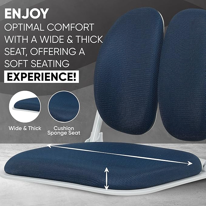 Made in Korea Dual-Backrests Ergonomic Floor Chair With Back Support - Meditation, Gaming, Reading Chair for Adults, Foldable (Blue) - Bloomnest