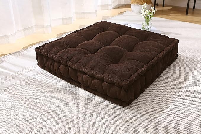 Verpert Floor pillow25x25Inch Square Meditation Cushion Floor Seating for Adults,Oversized Tufted seat Cushion Reading Nook for Kids,Yoga Meditation Pillow Sitting on Floor,Living Room Couch Outdoor