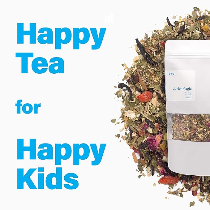 Kilu Junior Magic Kids Herbal Tea - 100% Organic - Calming, Refreshing, Focus & Immunity-boosting Tea for Children - Loose Leaf - 45 Servings - Bloomnest