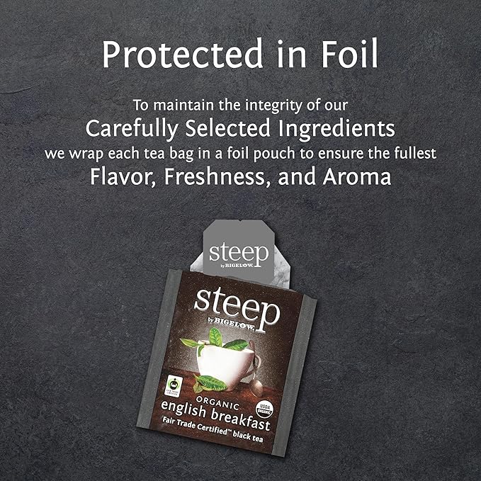 steep by Bigelow Organic English Breakfast Black Tea, Caffeinated, 20 Count (Pack of 6), 120 Total Tea Bags - Bloomnest