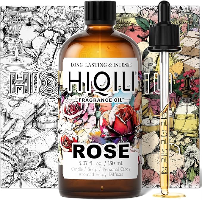HIQILI Rose Fragrance Oil for Candle & Soap Making, Essential Oil Diffuser, Floral Scents, Add to Laundry Dryer Balls - 5.07 Fl Oz HIQILI