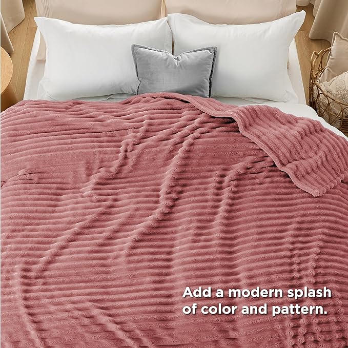 Bedsure GentleSoft Brick Dust Fleece King Blanket for Couch - Super Soft Cozy Blankets for Women, Cute Small Blanket for Girls, 108x90 Inches - Bloomnest