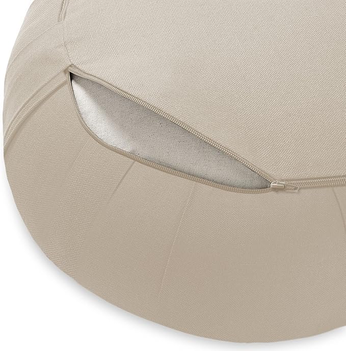Zafu Meditation Cushion, 15" Round Buckwheat Yoga Pillow with Organic Cotton Cover - Bloomnest