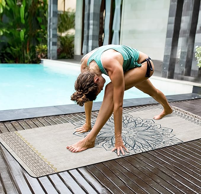 nuveti Yoga Mat Print Extra Thick TPE Non Slip Fitness Exercise Mat with Carrying Bag,72"x24" Extra Thick 6MM Exercise & Workout Mat for Yoga, Pilates Fitness and Floor Exercises - Bloomnest