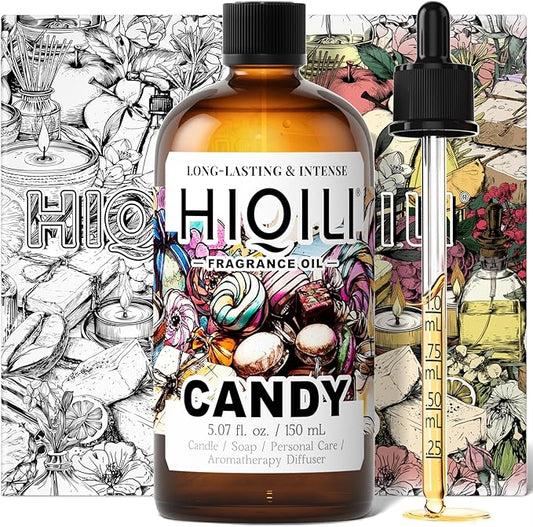 HIQILI Candy Fragrance Oil for Diffusers for Home, Sweet Scent, Perfect for Soap & Candle Making, Long-Lasting - 5.07 Fl Oz HIQILI