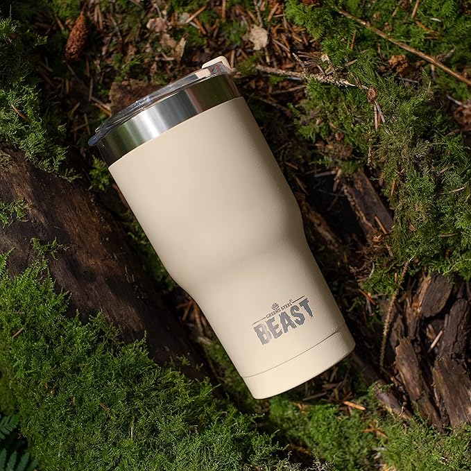 Beast 30 oz Tumbler Stainless Steel Vacuum Insulated Coffee Ice Cup Double Wall Travel Flask (Sand) - Bloomnest