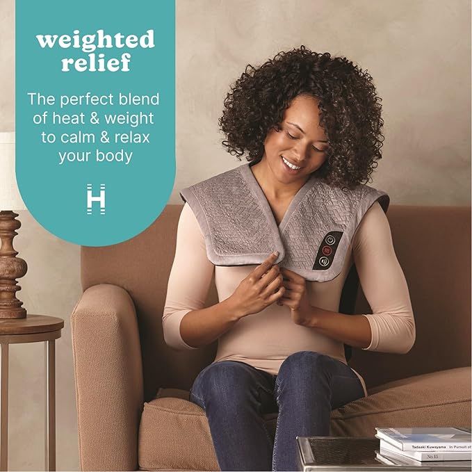 Homedics Vibration Heated Shoulder Massager Wrap, Comfort Pro Elite, Soft Fabric, Tension Relief, 2 Speeds & Styles, Long, NMS-450H - Bloomnest
