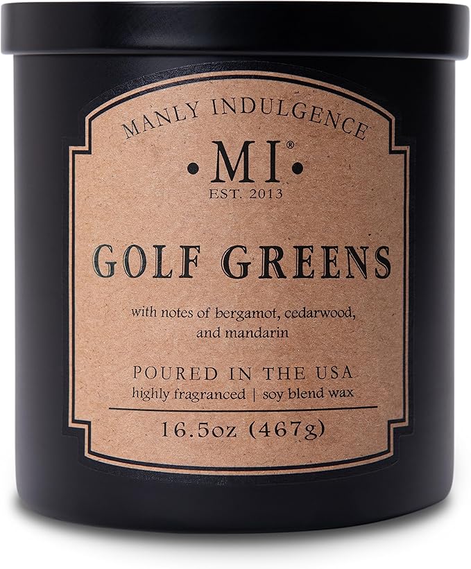 Manly Indulgence Golf Greens Scented Candles for Men, 2 Wick, 16.5 oz, Premium Soy Blend Wax, 60H Burn, Candles for Home Scented - Made in The USA - Bloomnest