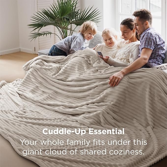 Bedsure GentleSoft Large Fleece Blanket for Bed - Cozy Soft Throw Blankets for Women, Cute Large Throws for Girls, Linen, 120x120 Inches - Bloomnest