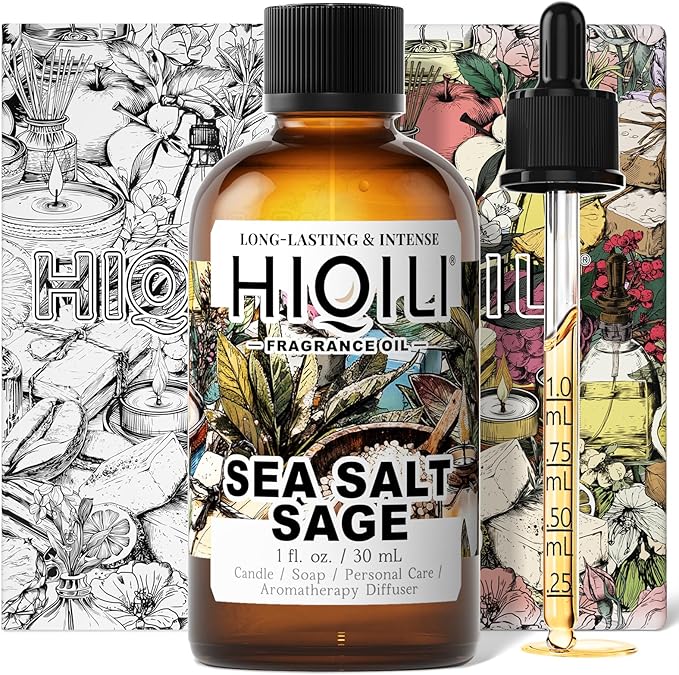 HIQILI Sea Salt Sage Fragrance Oil for Diffuser Use, Candle Making Scents, Soap Making Supplies, Car/Hotel Collection Diffuser Oil - 1 Fl Oz HIQILI