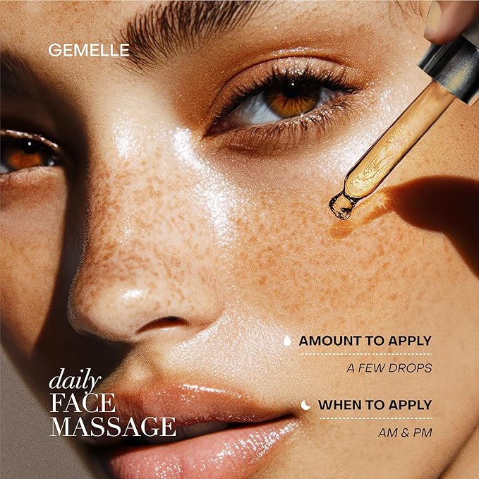 GEMELLE Lymphatic Anti-Aging Face Oil | 10x Award Winner | Vitamin C,E,A | Moisturize, Repair & Protect | Premium Natural Botanical Oil | Use with Face Massage, Lymphatic Drainage Massager - 30ml - Bloomnest