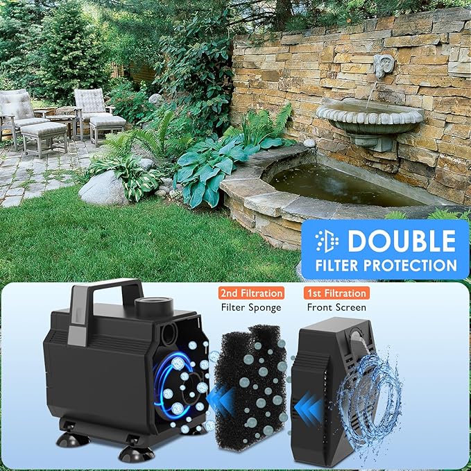 Submersible Water Pump 1050GPH/55W Fountain Pumps with Flow Control, Pond Pump Submersible Outdoor with 10ft 3-Core Power cable for Hydroponics, Aquarium, Waterfall, Statuary, Water feature - Bloomnest