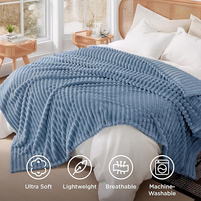 Bedsure GentleSoft King Blanket for Couch - Cozy Soft Blankets for Women, Cute Large Throws for Girls, Ashley Blue, 108x90 Inches - Bloomnest