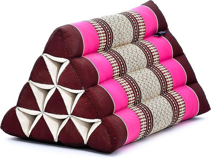 Leewadee Triangle Cushion – Comfortable Backrest for TV or Reading, Incline Pillow for Relaxing Made of Kapok, 20 x 13 x 13 inches, Auburn Pink - Bloomnest