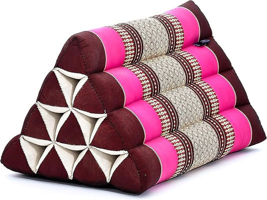 Leewadee Triangle Cushion – Comfortable Backrest for TV or Reading, Incline Pillow for Relaxing Made of Kapok, 20 x 13 x 13 inches, Auburn Pink - Bloomnest