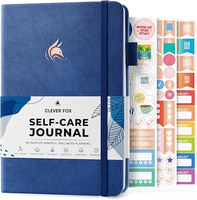 Clever Fox Self-Care Journal – Daily Reflection Notebook – Mental Health & Personal Development Planner, Meditation & Mood Log, A5 (Mystic Blue) - Bloomnest