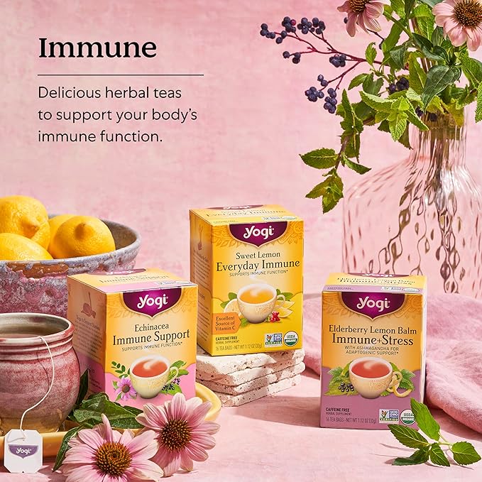 Yogi Tea Cozy Cardamom Immune & Sleep - Organic Herbal Tea for Immune System & Sleep Support - Includes Ashwagandha, Passionflower, Reishi & More - Caffeine-Free - 16 Tea Bags Per Pack (6 Packs) - Bloomnest