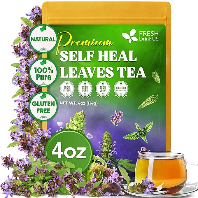 FreshDrinkUS, Premium Self Heal Leaves Loose Leaf Tea – 4oz (113g) Cut & Dried Herbal Leaves | Naturally Aromatic | Caffeine-Free Herbal Infusion | 100% Natural Loose Leaves. Preservative-Free. Vegan - Bloomnest
