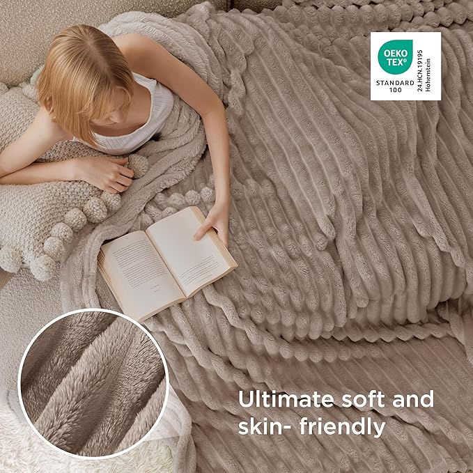 Bedsure GentleSoft Light Brown Fleece Blanket for Couch - Cozy Soft Blankets for Women, Cute Small Throws for Girls, 108x90 Inches - Bloomnest