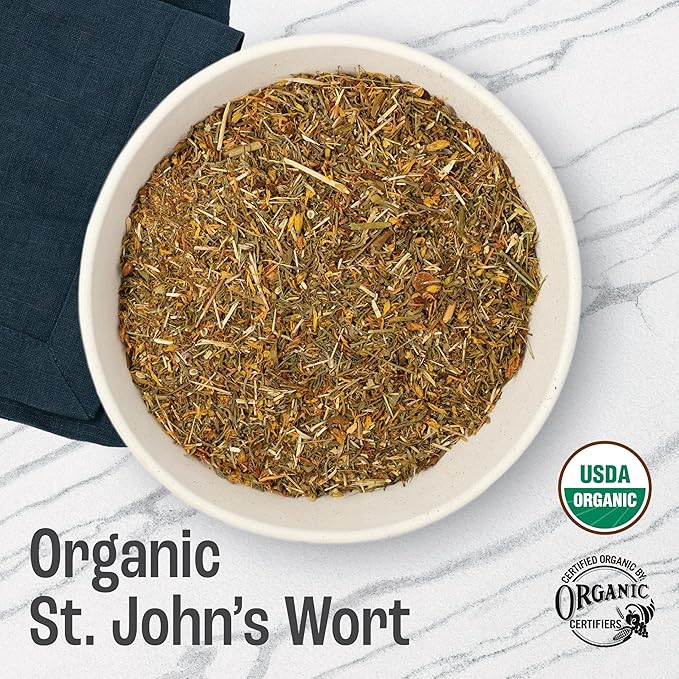 J Mac Botanicals, Organic St John's Wort herb (4 oz) loose leaf St. Johns Wort tea - Bloomnest