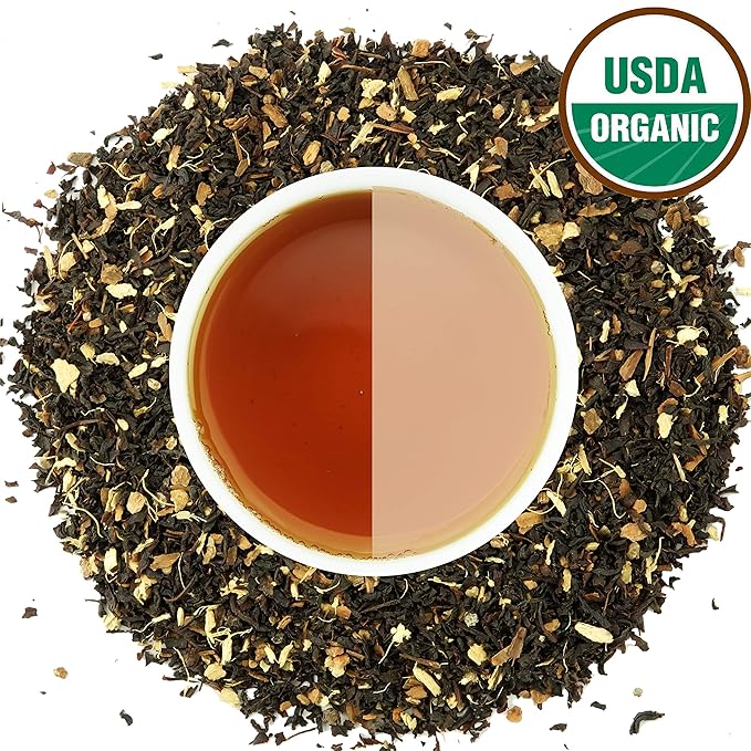 Classic Chai Tea Loose Leaf | CEYLON (110+ Cups) | 100% CERTIFIED ORGANIC Chai Ingredients| Black Tea, Cinnamon, Cardamom, Cloves & Black Pepper | Brews Chai Latte | Ancient Indian House Recipe | 8oz - Bloomnest