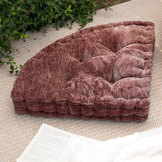 Fan-Shaped Floor Cushion Fan Floor Pillow, Meditation Cushion for Sitting or Yoga, Pizza Cushions Thick Outdoor Seating for Kids for Adults 20"*20" - Bloomnest