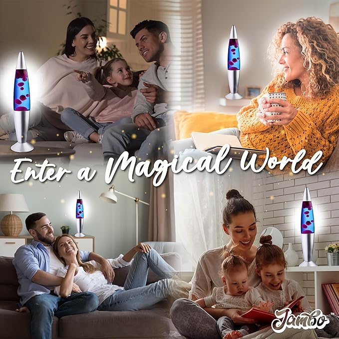 JAMBO 16" Beautiful Liquid Lamp- Blue with Purple Wax, Relaxing Magma Light, Night Light Nightlight, Home Decor Living Room Office Bedroom Lamp for Adults Teens Kids - Bloomnest
