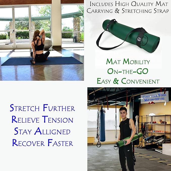 Tatago Hot Yoga Mat Non Slip-Professional Grade Natural Rubber Yoga Mat, Pliates Mat, Stretching Mat or exercise mats for home workout. Nonslip for Hot and Sweaty Classes. Includes Yoga Strap for Carrying and Stretching too. - Bloomnest