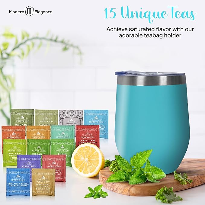 Tea Gift Set for Women & Men – Includes Assorted Teas, Elegant Mug & Honey (Teal - Hrny & Sons Tea) - Bloomnest