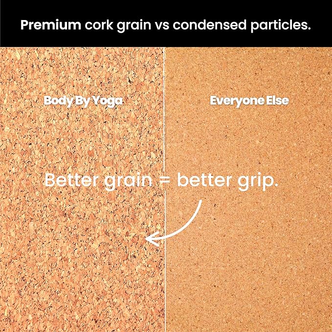 Luxury Cork Yoga Mat - Non Slip, Extra Thick Grip. Thicker, Longer, and Wider for More Comfort and Support. Tough Enough For Hot Yoga. Natural, Non Toxic, and Eco Friendly. Optional Alignment Lines. - Bloomnest