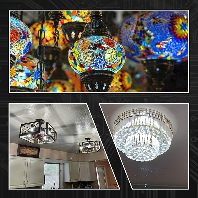E14 6W European Base LED Turkish Lamp Bulb Equivalent 60W Daylight White 6000K 700lm AC120V E14 C7 T6 LED Bulbs for Persian Moroccan Lamp Chandeliers Ceiling Fan Bulb Under Cabinet Lights, 3 Pack - Bloomnest