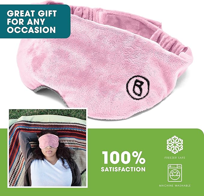 BARMY Weighted Sleep Mask for Women (0.8lb/13oz, 4 Colors) Weighted Eye Mask for Sleeping, Eye Cover That Blocks Out Light to Help Relaxation and Night Sleep, Comfortable Blackout Sleeping Mask, Pink - Bloomnest