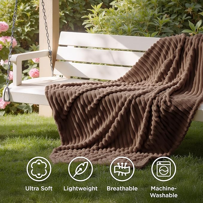 Bedsure GentleSoft Brown Fleece Blanket for Couch - Cozy Soft Blankets for Women, Cute Small Throws for Girls, 50x60 Inches - Bloomnest