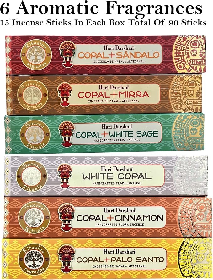 Hari Darshan Handcrafted Premium Incense Sticks Gift Set Includes 6 Fragrances X 15 Sticks Total of 90 Sticks DharmaObjects