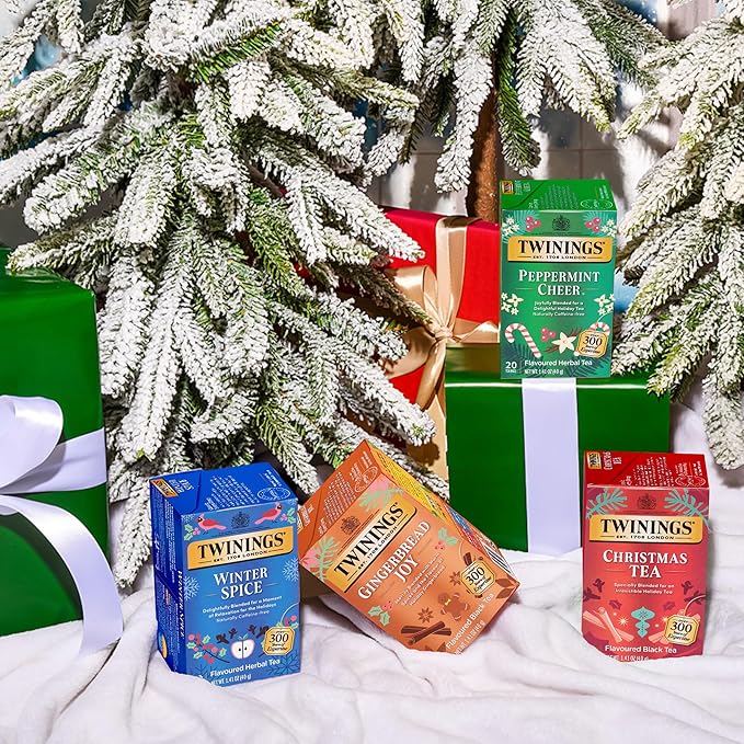 Twinings Holiday Variety Pack Tea Bags, Christmas Tea, Winter Spice, Gingerbread Joy, Peppermint Cheer, 20 Count (Pack of 4), Enjoy Hot or Iced, 80 Teabags - Bloomnest