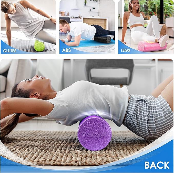 Yes4All High-Density EPP Round Back Roller Foam, Exercise Foam Roller for Yoga, Pilates & Stretching - 12, 18, 24, 36 inch - Bloomnest