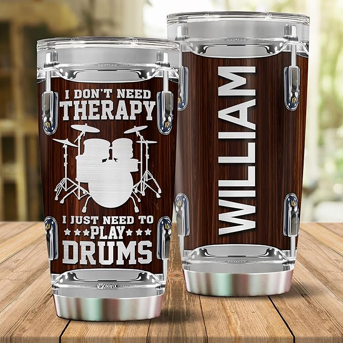 Personalized Drummer Gifts for Men Gift for Drummers Drum Players 20oz Travel Cup Coffee Mug Stainless Steel Insulated Tumbler with Lid Gift for Music Lovers - Bloomnest