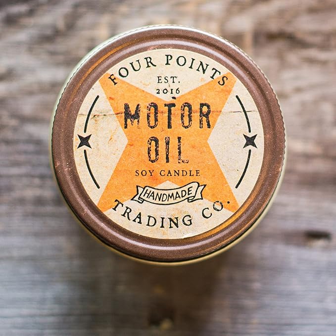 Motor Oil Scented 8 Oz Soy Aromatherapy Candle w/Jar - Four Points Trading Co. - Bloomnest