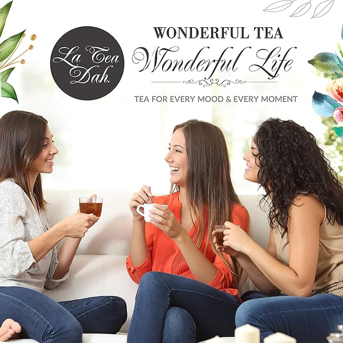 Lemon Lavender Green Tea by La Tea Dah, Antioxidant Rich Tea Made with Lightly Caffeinated Green Tea Leaves, Lemongrass, & Lavender Flowers, Floral Tea Gift Collection (12 Sachets) - Bloomnest
