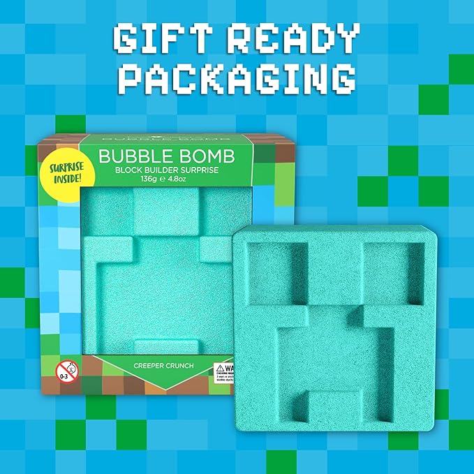TNT Creeper Bath Bomb for Kids with Block Builder Surprise Figure Inside (1 Pack) – Large Fizzy Bubble Mine Bomb for Boys & Girls – Fruity Scent, Skin-Safe, Made in USA - by Two Sisters - Bloomnest