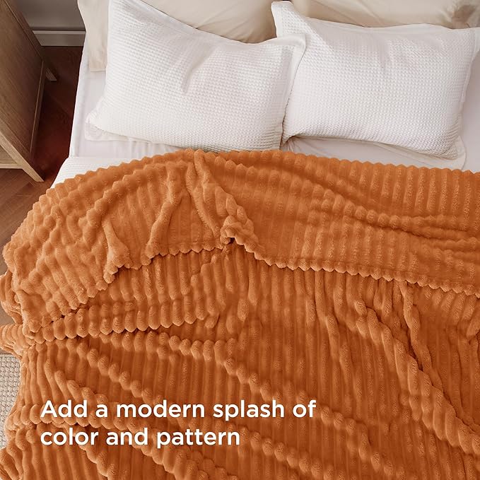 Bedsure GentleSoft Orange Full Blanket for Couch - Cozy Soft Fall Blankets for Women, Cute Small Fleece Throws for Girls, Birthday Gifts for Women, 84x90 Inches - Bloomnest
